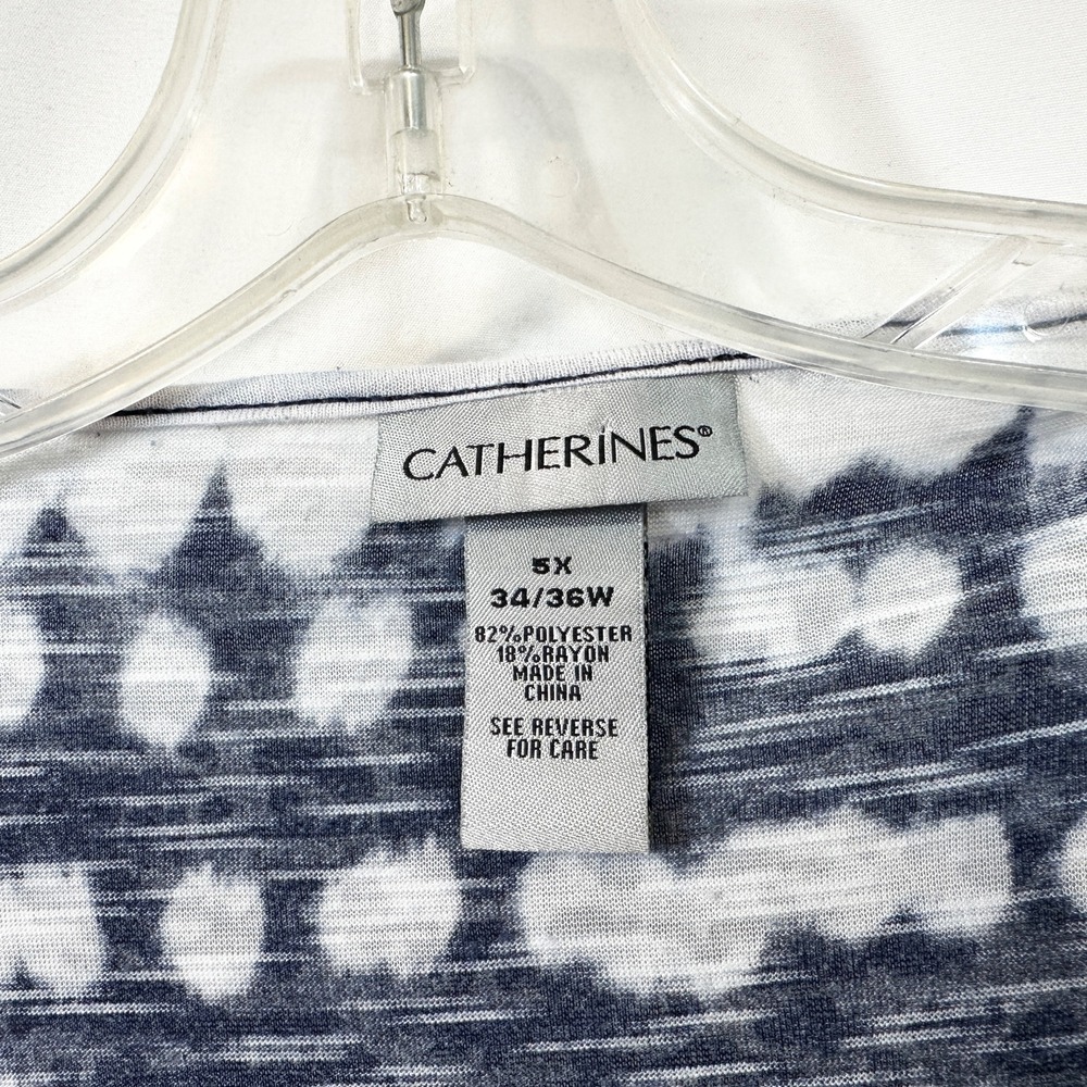 Catherines Plus Size‎ 34/36 Shrug 5X Navy Blue White Tie Dye Open Waterfall 1794 - Picture 7 of 7